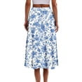 thumbnail image 4 of WTOBBY Women's Casual Bohemian Floral Print Skirt Temperament Pocket Design, Stylish Comfortable Skirt for Women Outdoor Cafes Shopping and Weekend Outfits,Light Blue L, 4 of 4