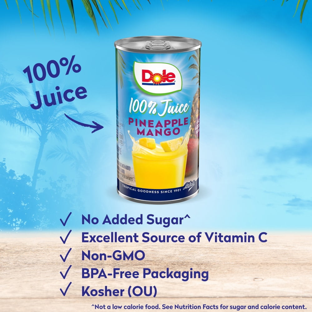 Dole Pineapple Mango Juice with Vitamin C Cans 6 CT / 6 fl oz - 3 Box