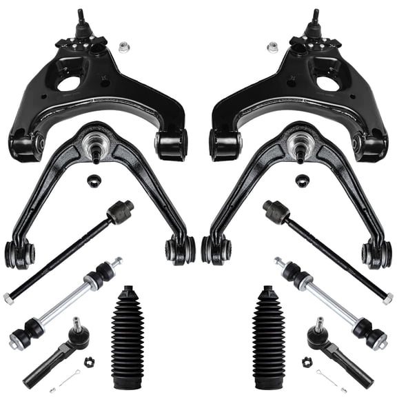 Detroit Axle - RWD Front End 12pc Control Arms Kit for 1999-2006 Chevy Silverado GMC Sierra 1500, 4 Control Arms w/Ball Joints 2 Sway Bars 4 Tie Rods 2 Boots 2000 2001 2002 2003 2004 2005