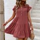 thumbnail image 2 of 2024 Verano Nuevo vestido casual simple Falda versátil con volantes y botones europeos y americanos, 2 of 4