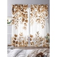 thumbnail image 3 of Brown Eucalyptus Leaves Sheer Curtains 108 Inch Length 2 Panels Set Window Treatments, Spring Summer Botanical Rod Pocket Semi Curtains for Living Room/Bedroom/Kitchen Décor, 104"W x 108"L, 3 of 7