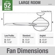 Hunter 52 inch Indoor Ceiling Fan with LED Light and Remote Control - Silver Modern Smart Ceiling Fan, Standard Mount, 5 Blades, For Bedroom, Living Room, or Kitchen - Aerodyne 51315, Matte Silver