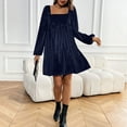 thumbnail image 6 of ZQUUVOU Velvet Midi Dress for Women Long Sleeve Square Neck Casual Elegant Outfit for Dinner Holiday Party Navy, 6 of 9