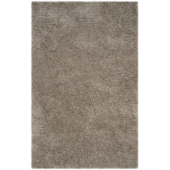 SAFAVIEH Florence Waverly Solid Polyester Shag Area Rug, Silver, 8' x 10'