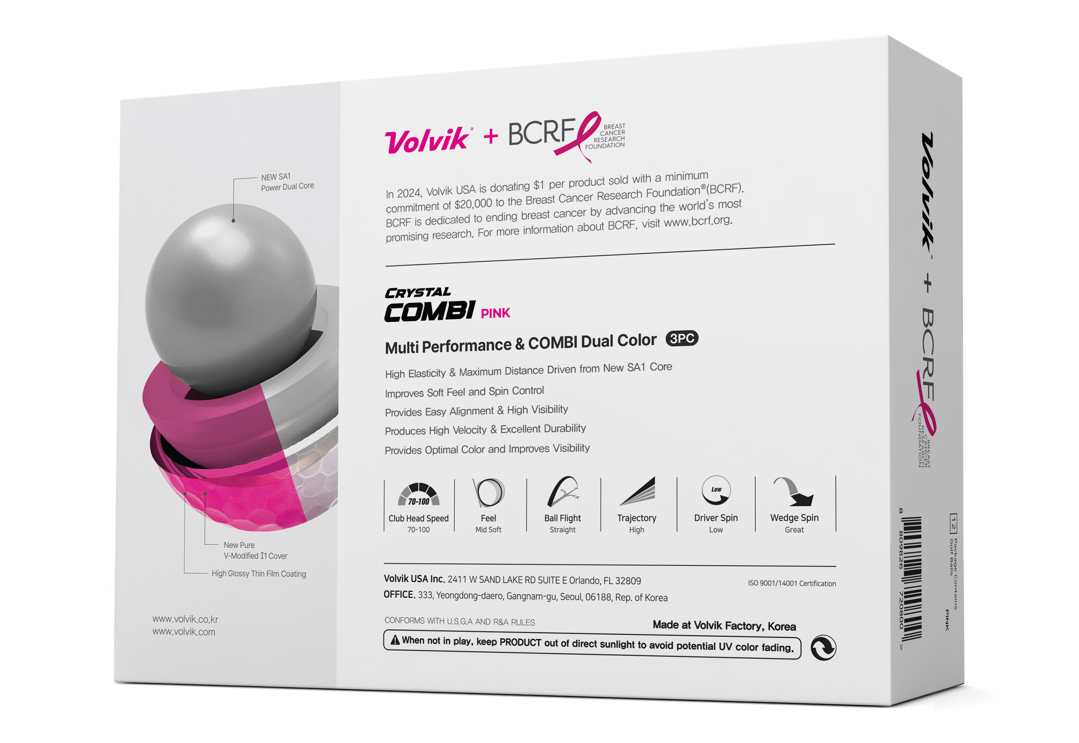 Volvik Crystal Combi BCRF Golf Balls (One Dozen)