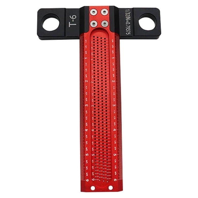 Yeacher T6 Woodworking T Type Ruler Aluminium Alloy Metal Ruler Utility Drafting Tools Architectural Drawing Ruler Hole Draw Line Parallel Vertical Line Drawing