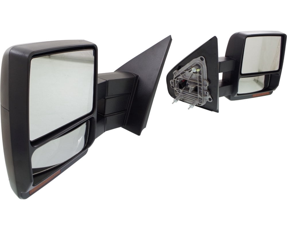 Towing Mirror Compatible With 2004-2006 Ford F-150 Driver & Passenger Side Heated w/ Blind Spot Corner Glass In-housing Signal Light Textured Black Kool-Vue