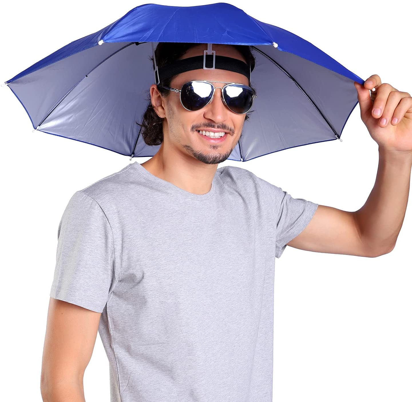 Foldable Sun Rain Head Umbrella Hat Outdoor Headwear Caps Head Umbrella Fishing 