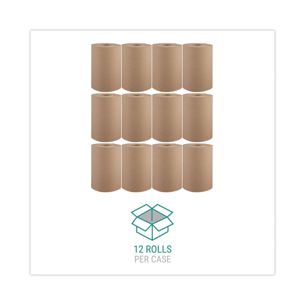 Windsoft WIN108 8 in. x 350 ft. 1-Ply Hardwound Roll Towels - Natural (12 Rolls/Carton)