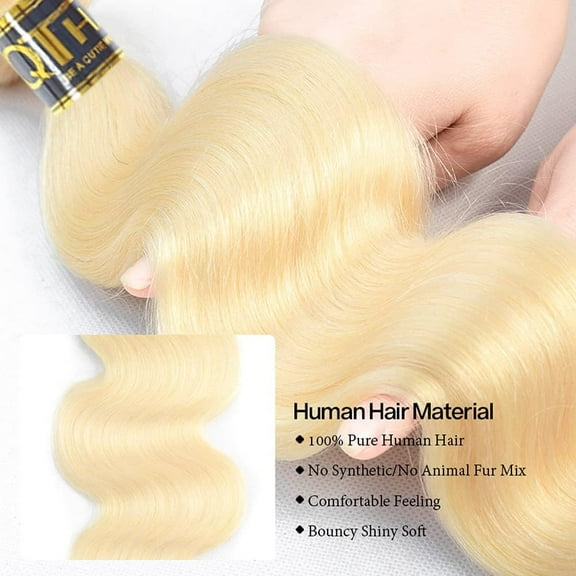 FGERFE-Beauty Human Hair Blonde Bundles 16A Grade 100% Brazilian Human Hair #613 Platinum Blonde Body Wave 8" 613 Color Body Wave Bundles