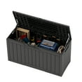 thumbnail image 5 of ModFusion 100-Gallon Lockable Outdoor Storage Deck Box, Weather-Resistant Resin, Perfect for Patios, Gardens, and Poolside Seating, Dark Gray, 5 of 10