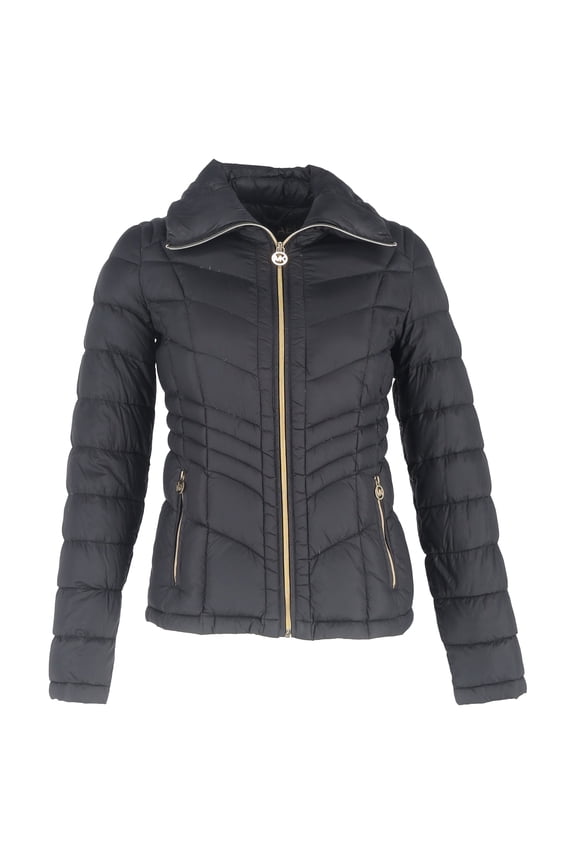 Pre-Owned Michael Kors Zipped Packable Down Jacket in Black Polyamide