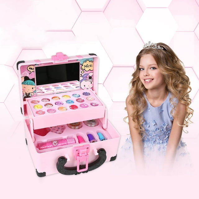 CHOK Kit de Maquillage pour Enfants Filles Lavable Jouets de Maquillage de Jeu de Rôle pour Filles Ensemble de Maquillage Petite Fille Kit de Maquillage Réel pour Cadeau Fille - Non Toxique
