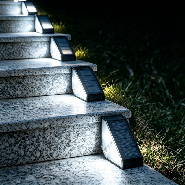 Solar Powered Stair Step Lights 2 Color Options Rainproof Outdoor Walkway Lights For Patio Garden Yard And Outdoor Space Decoration