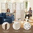 thumbnail image 6 of Folding Room Divider, 5.6Ft 6 Panels Wood Carved Privacy Screens, Free Assembled Freestanding Portable Reversible Functional Decorative Partition for Home Office Bedroom (White-Washed), 6 of 18
