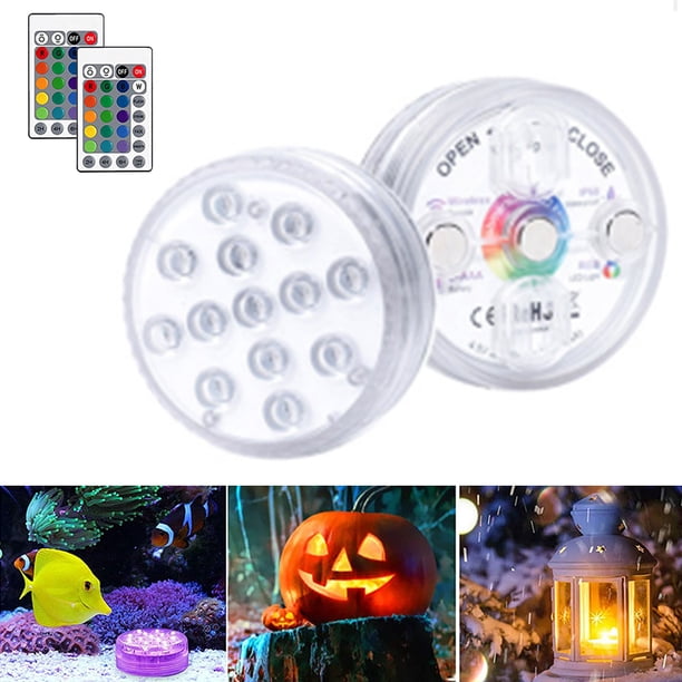 Luces LED a prueba de agua con control remoto (RF), ventosas, cambio de luz LED sumergible Luces subacuáticas con pilas para piscina, estanque, bañera, jacuzzi, fiesta Xemadio 2035769-1