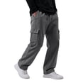 thumbnail image 2 of Men's Solid Fleece Cargo Sweatpants Elastic Drawstring Waist Straight Leg Casual Pants 4 Pockets Outdoor Daily Streetwear Trousers, 2 of 9