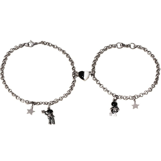 1 par de pulseras a juego para pareja, pulseras ajustables de astronauta, pulseras para amantes