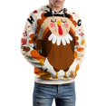 thumbnail image 5 of Happy Thanksgiving Pumpkin Turkey Men's Women Vintage 3D Hooded Sweatshirt - All-Season Loose Fit Streetwear, 5 of 6