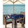 thumbnail image 3 of Fsddascl Navy Blue Christmas Balls Outdoor Tablecloth - 60x60 Inch Square Dining Table Cover, Xmas Poinsettia Botanical Waterproof Outdoor Table Cloth with Umbrella Hole & Zipper for Picnic/Patio, 3 of 7