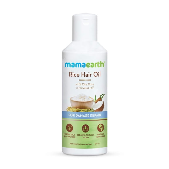 Mamaearth Rice Hair Oil with Coconut Oil For Damaged, Dry and Frizzy Hair - 150 ml