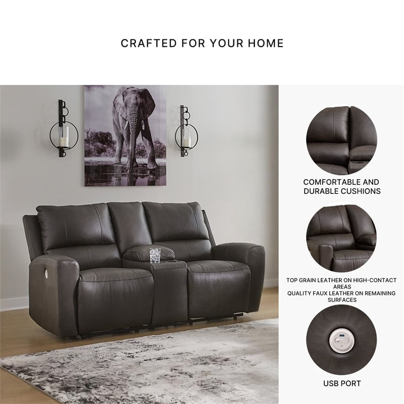 Signature Design by Ashley Boxmere Brown Power Reclining Loveseat with Console