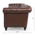 thumbnail image 5 of 3 Seater Sofa Couch, 84" PU Rolled Arm Three Seater Sofa Button Tufted Couch with Channel Tufted Seat Back, Upholstered Leather Sofa Chesterfield PU Faux Settee for Living Room, Dark Brown, 5 of 7