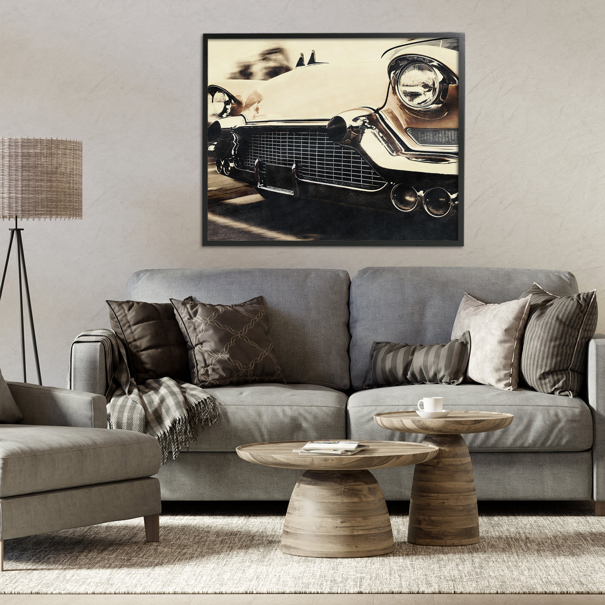 Stupell Industries Vintage Ride Headlights Black Framed Giclee Art, design by Marcus Prime
