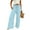☪159-Light Blue, variant on Women's Solid Cotton Ruffle Waistband Loose Wide Leg Casual Pants - Relaxed Fit Trousers with Feminine Detail for Comfortable Everyday Wear