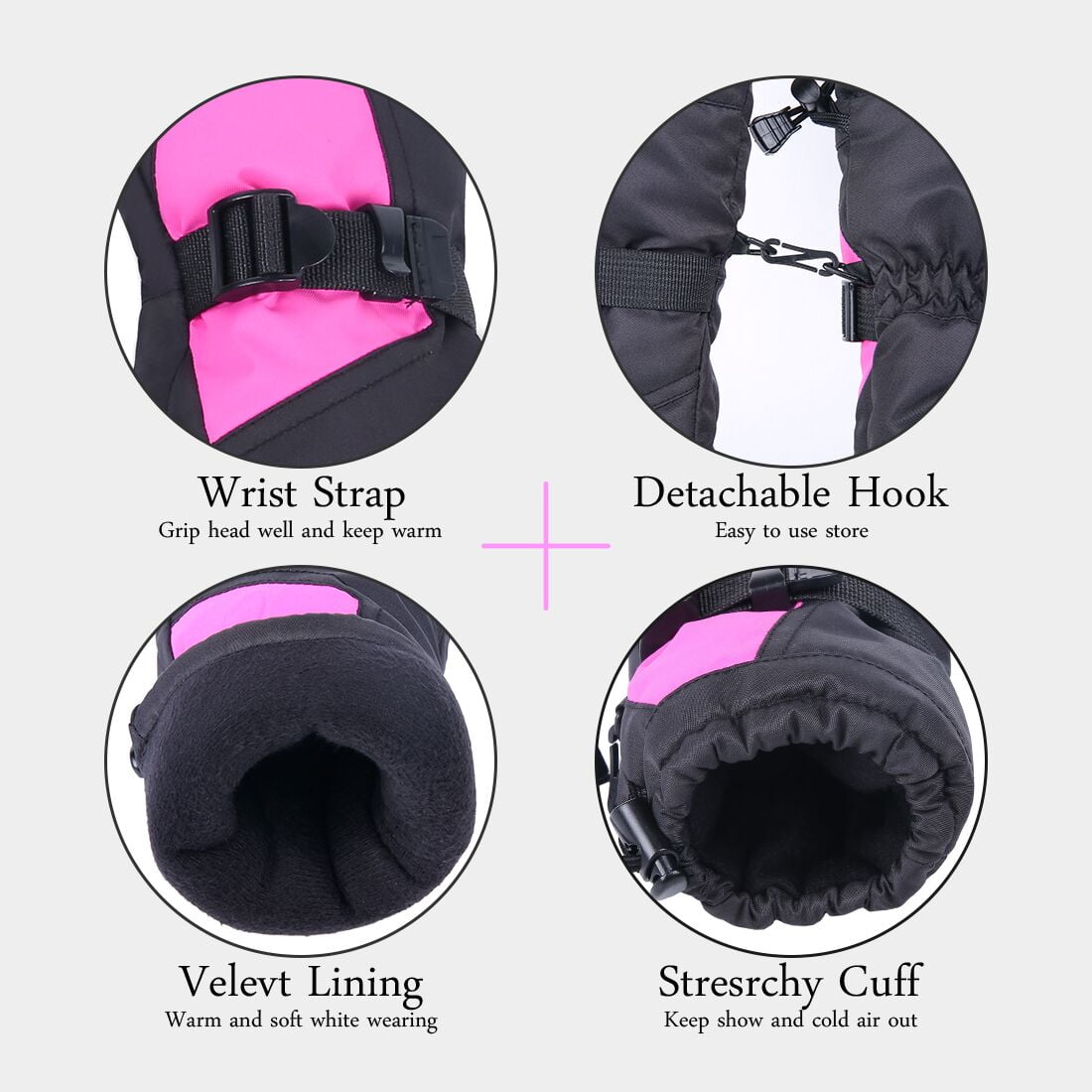 FREEYOKA Winter Warm Gloves for Women- Waterproof Snowboard Ski Gloves Breathable Windproof for Skiing Riding Snowboarding Hiking Fuchsia