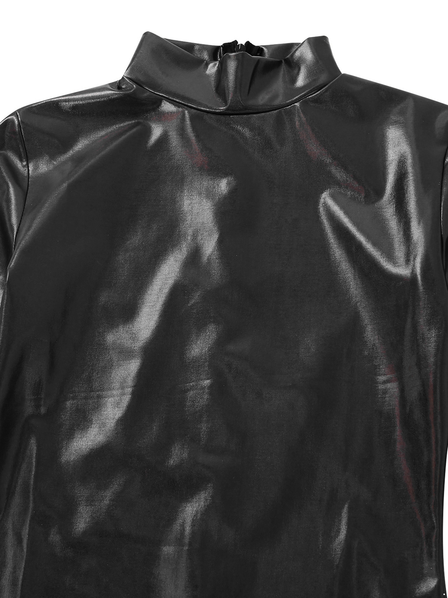 YONGHS Women's Shiny Metallic Long Sleeve Leotards Faux