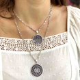 thumbnail image 3 of Alpaca Silver Aztec Calendar Pendant with Chain, 3 of 9