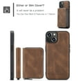 thumbnail image 5 of for iPhone 12 Pro Max Wallet Case, Minimalist Luxury PU Leather Magnetic Detachable Credit Card Holder, 2 in 1 Zipper ID Cash Slot, Magnetic Closure Kickstand Folio Flip Slim Cover,Brown, 5 of 14