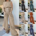 thumbnail image 2 of Cuhas.CA Ensembles pour Femmes Femmes Été Ensemble 2 Pcs Col Ras du Cou Haut Sans Manches Pantalon à Jambe Grand Ensemble Combinaison Été Tenue Décontractée Survêtements pour Femmes, m, 2 of 9