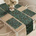thumbnail image 2 of Ambesonne Floral Table Runner & Placemats, Earth Toned Flower Petals, Placemat 4 pcs + Runner 12"x72", Teal Burnt Sienna Black, 2 of 2