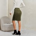 thumbnail image 5 of Yungyresw Women's High Waisted Pencil Skirts Knee Length Solid Bodycon Mini Skirts Fall Winter Business Office Elegant Outfits Deep Green L, 5 of 7