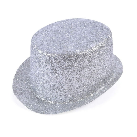 Silver Glitter Adult Costume Top Hat