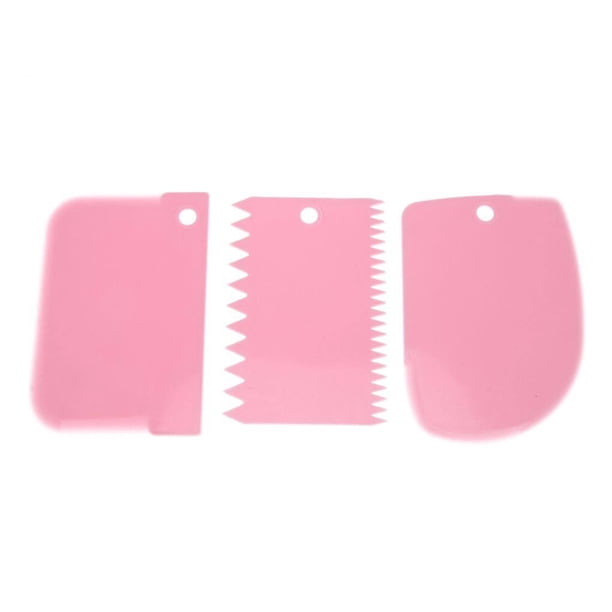 Advancent 3 unids/set de herramientas de decoración de pasteles de plástico rascadores rebanadores panadería más hogar tienda Herramientas y accesorios para hornear Rosado