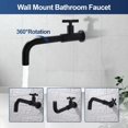 thumbnail image 4 of Grifo de montaje en pared negro, grifo de agua fría para baño, grifo de lavabo de una sola palanca, caño giratorio 360 grados, grifo fregadero fácil instalación, 4 of 9