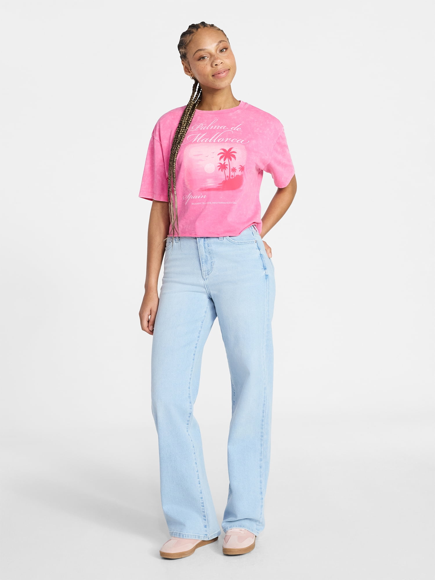 No Boundaries Boxy Cropped Graphic Tee, Women's XXS-XXL