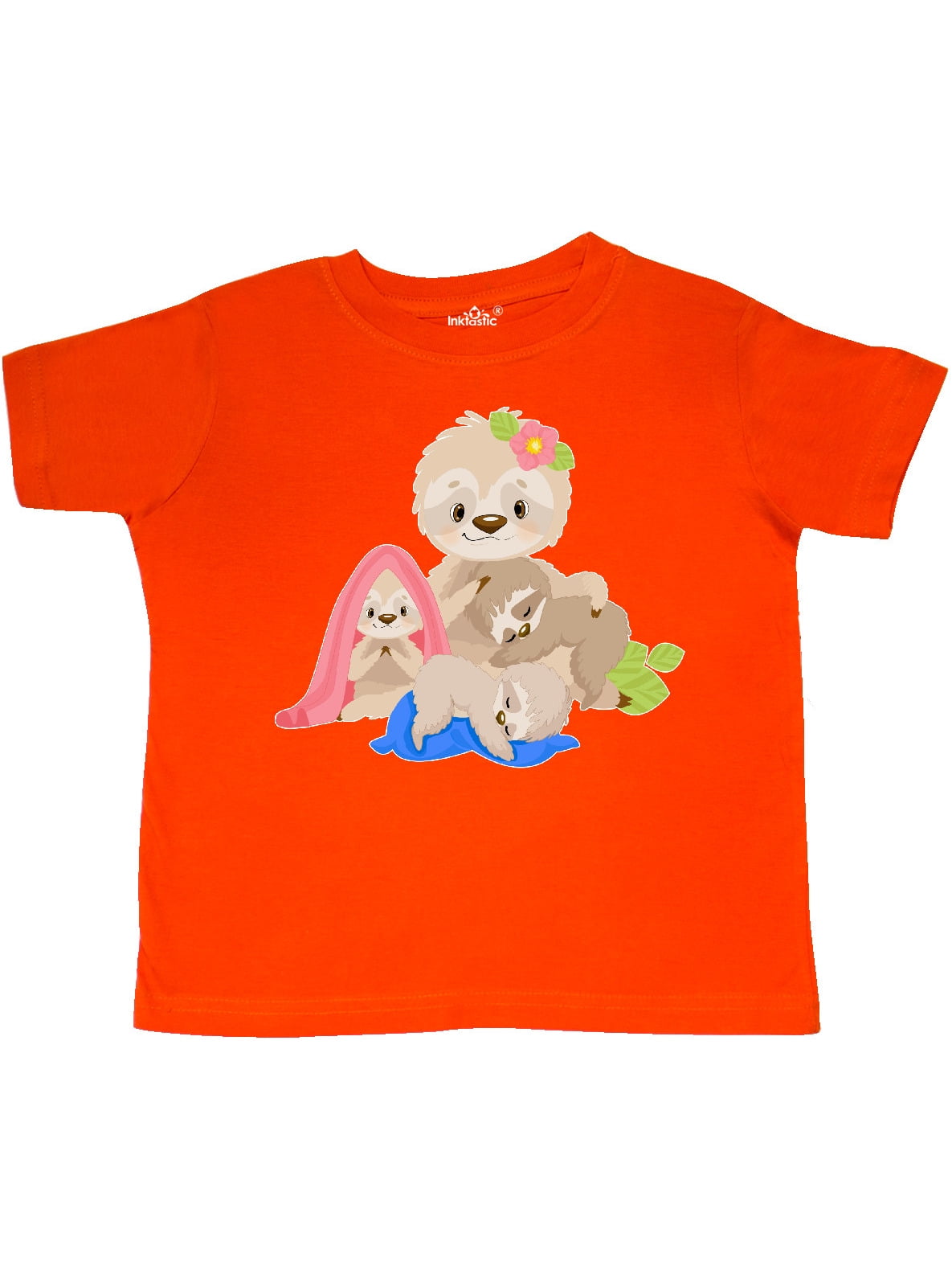 inktastic Sloth Mom with 3 Baby Sloths Long Sleeve T-Shirt