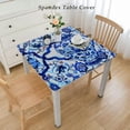 thumbnail image 2 of nygtbtfer Blue Tile Print Indoor/Outdoor Fabric Tablecloth - Delft Blue Medallion Design Soil Resistant, Water Repellent Fabric Tablecloth, Oblong/Rectangular, 2 of 7