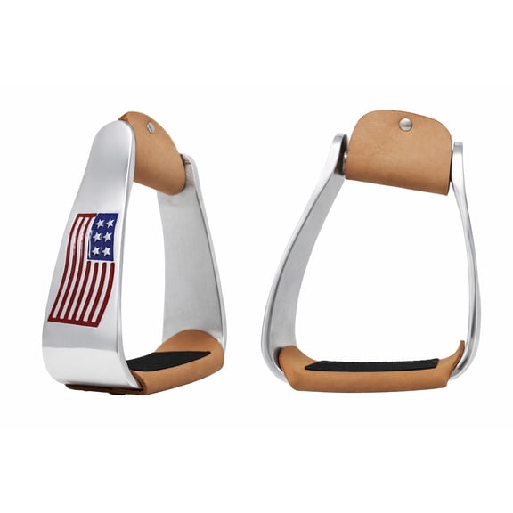 Horse Western 5" Wide Aluminum Flag Angled Slanted Stirrups Knee Relief  5199