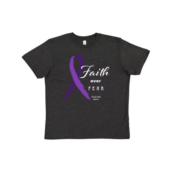 Inktastic Testicular Cancer Awareness Faith over Fear Youth T-Shirt