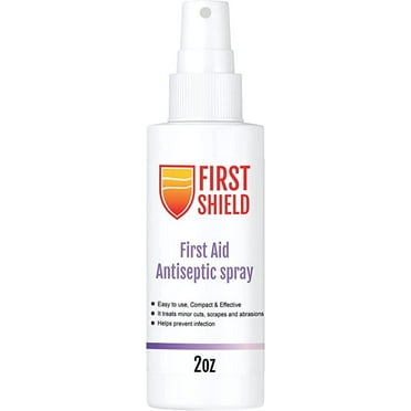First Shield First Aid Antiseptic Spray, Wound Cleaner, Benzalkonium Chloride for Minor Cuts, Scrapes and Burns – 2 Oz, 1.0 Count, Pack of 1