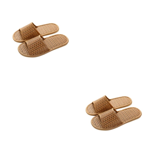 Sonducket 1 par de pantuflas de bambú para el hogar, sandalias de Punta abierta de estilo informal de verano para regalo Talla 37-38 2piezas