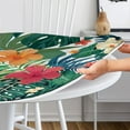 thumbnail image 3 of Round Fitted Tablecloth with Elastic Tropical Palm Leaves Outdoor Tablecloth Round Table Cover Waterproof Tablecloth for Kitchen Party Picnic Fits 36-44" Diameter Round Tables, 3 of 6