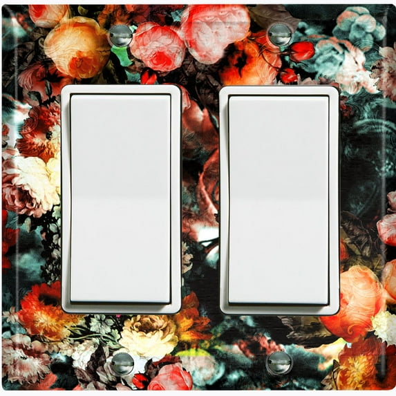 Metal Light Switch Plate Outlet Cover Colorful Floral Garden Wallpaper ROS033