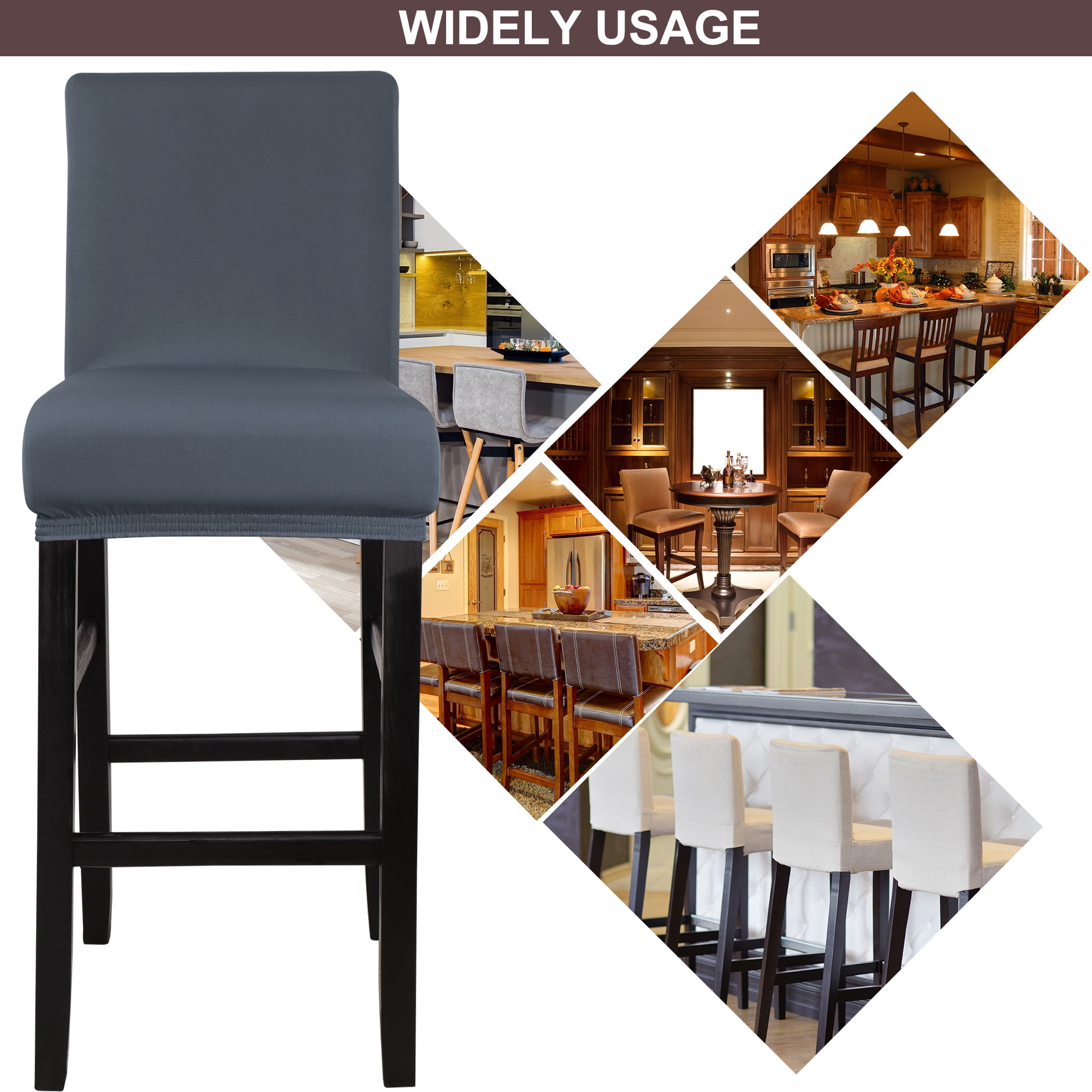 Unique Bargains Bar Stool Covers Counter Height Side Chair Slipcover Slategray 6 Pcs