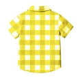 thumbnail image 5 of ZACPNCV Boys Casual Button Down Shirts Stretch Dress Shirs Short Sleeve Plaid Summer Shirts for Boy Yellow 12-13 Years, 5 of 8